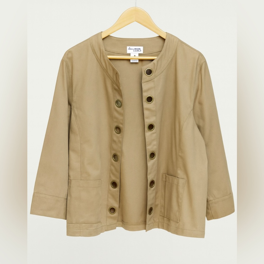 Vintage Y2K 90’s Allison Lane O Ring‎ accent open front blazer with pockets sz M